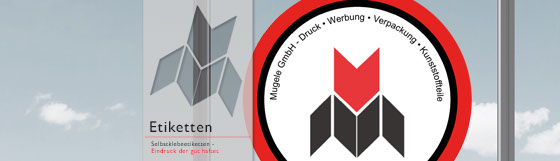 Header Mugele GmbH Etiketten - Selbstklebeetiketten, Eindruck der gut haftet